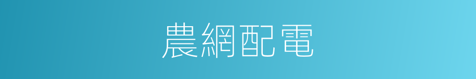 農網配電的同義詞