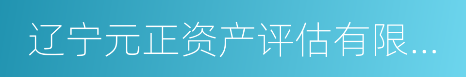 辽宁元正资产评估有限公司的同义词