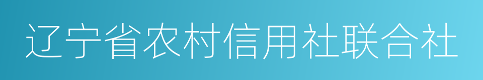 辽宁省农村信用社联合社的同义词