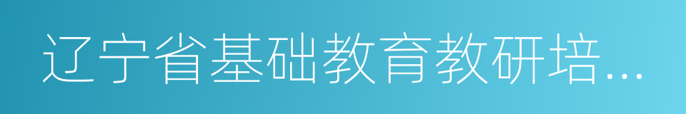 辽宁省基础教育教研培训中心的同义词