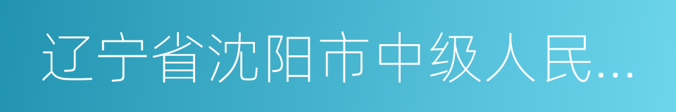 辽宁省沈阳市中级人民法院的同义词