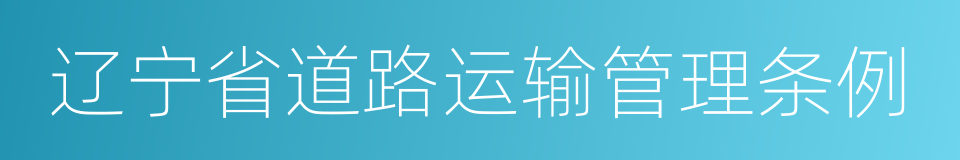 辽宁省道路运输管理条例的同义词