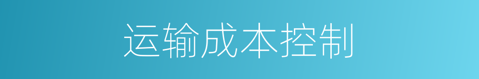 运输成本控制的同义词