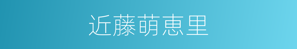 近藤萌恵里的同义词