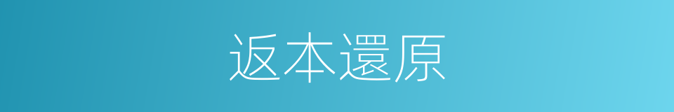 返本還原的意思