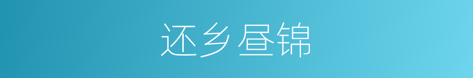 还乡昼锦的意思