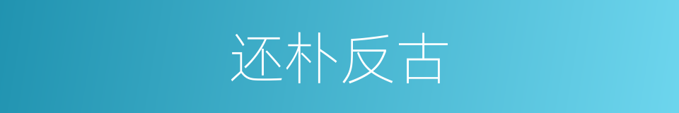 还朴反古的意思