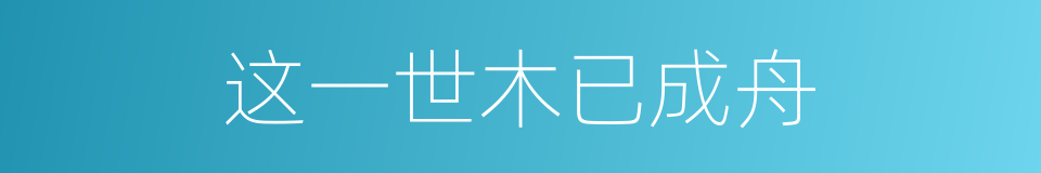 这一世木已成舟的同义词