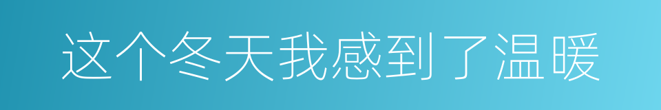 这个冬天我感到了温暖的同义词
