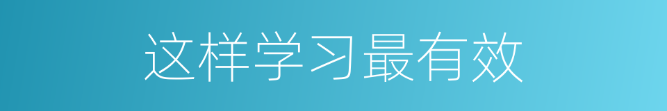 这样学习最有效的同义词
