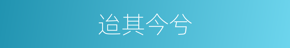 迨其今兮的同义词