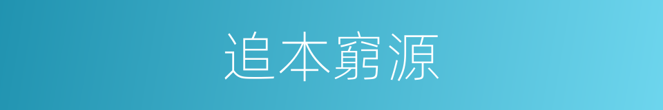 追本窮源的意思