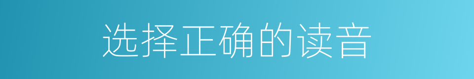 选择正确的读音的意思