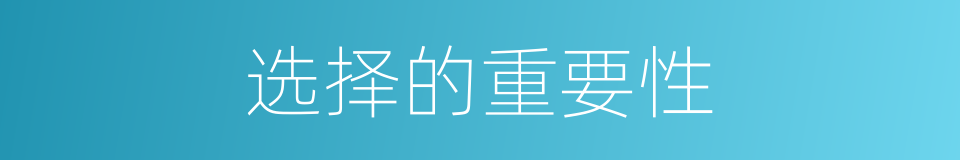 选择的重要性的同义词