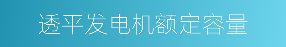 透平发电机额定容量的同义词