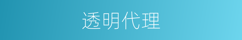 透明代理的意思