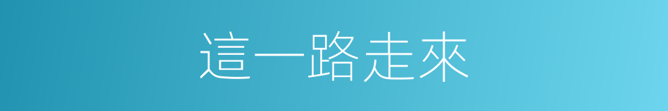 這一路走來的同義詞