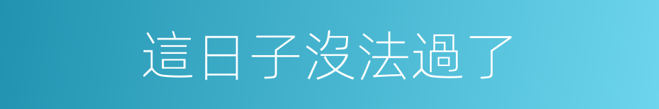 這日子沒法過了的同義詞