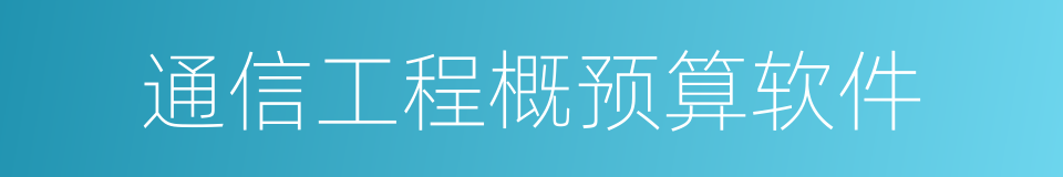 通信工程概预算软件的同义词