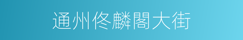 通州佟麟閣大街的同義詞