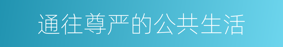 通往尊严的公共生活的同义词