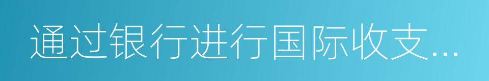 通过银行进行国际收支统计申报业务指引的同义词