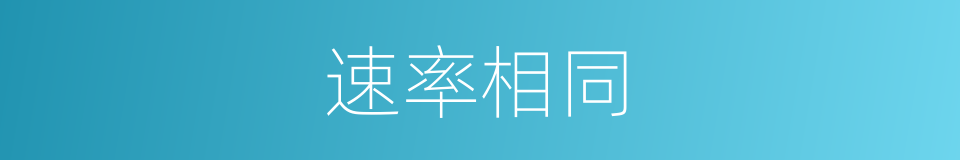 速率相同的同义词