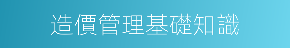造價管理基礎知識的同義詞