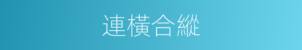 連橫合縱的意思