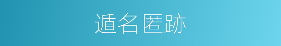 遁名匿跡的意思