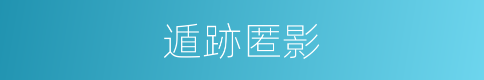 遁跡匿影的意思