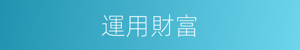 運用財富的同義詞