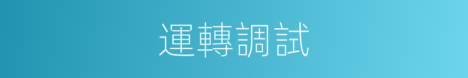 運轉調試的同義詞