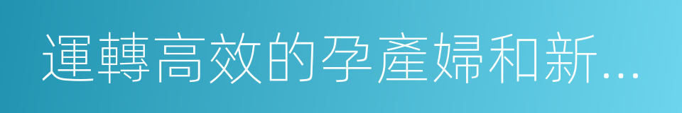 運轉高效的孕產婦和新生兒危急重症急救的同義詞