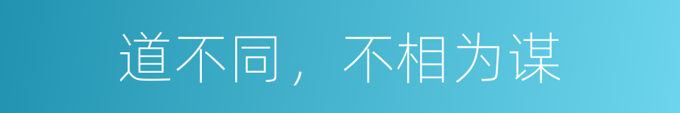 道不同，不相为谋的意思