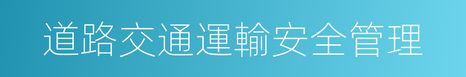 道路交通運輸安全管理的同義詞