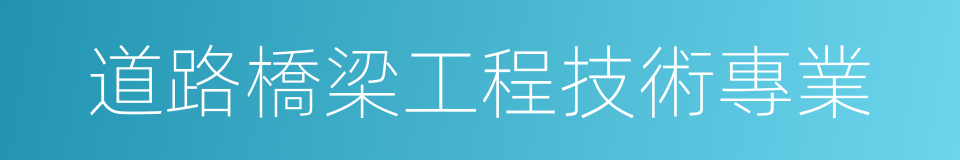 道路橋梁工程技術專業的同義詞