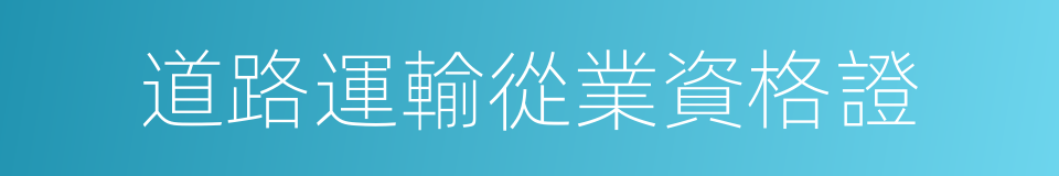 道路運輸從業資格證的同義詞