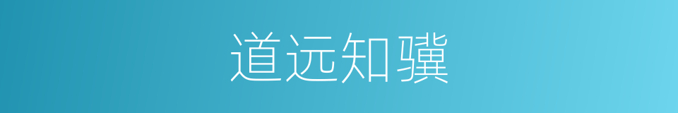 道远知骥的意思