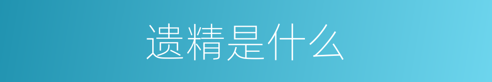 遗精是什么的意思