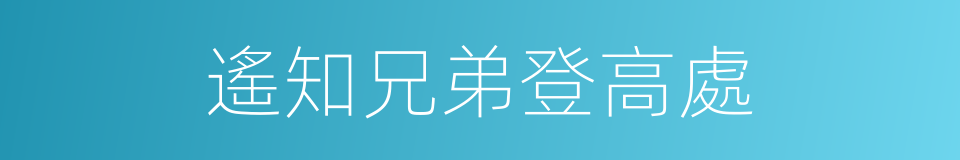 遙知兄弟登高處的同義詞