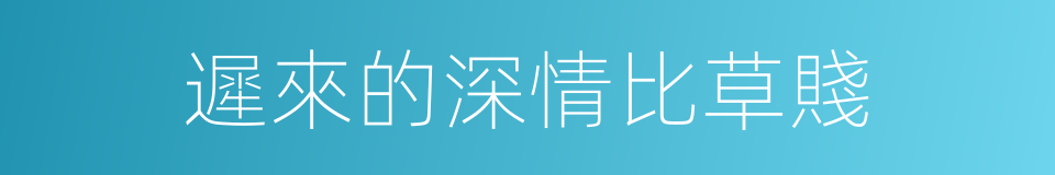 遲來的深情比草賤的同義詞