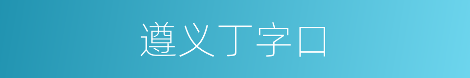 遵义丁字口的同义词