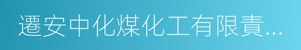 遷安中化煤化工有限責任公司的同義詞