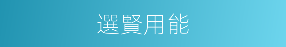 選賢用能的意思