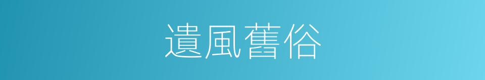 遺風舊俗的意思