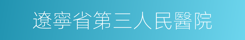 遼寧省第三人民醫院的同義詞