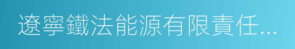 遼寧鐵法能源有限責任公司的同義詞