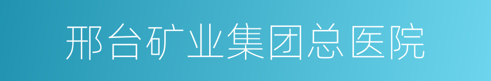 邢台矿业集团总医院的同义词