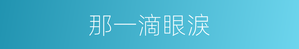 那一滴眼淚的同義詞